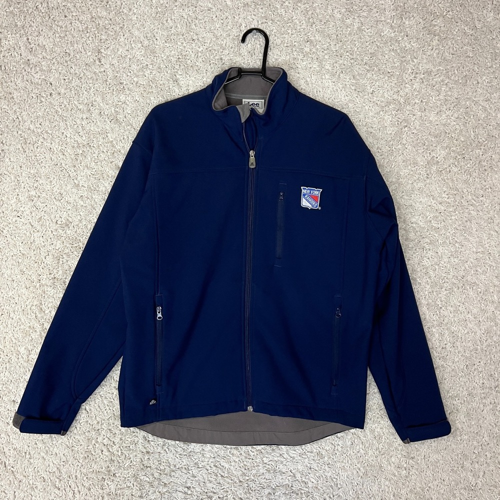 New York Rangers Zip Jacket Mens Medium Blue Fleece Lined Pockets NHL Hockey